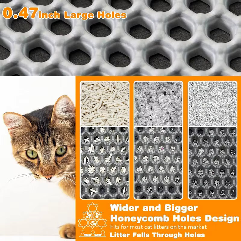 Large Waterproof Cat Litter Mat – Non-Slip Double-Layer Litter Trapping Pad
