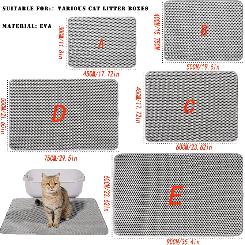Large Waterproof Cat Litter Mat – Non-Slip Double-Layer Litter Trapping Pad