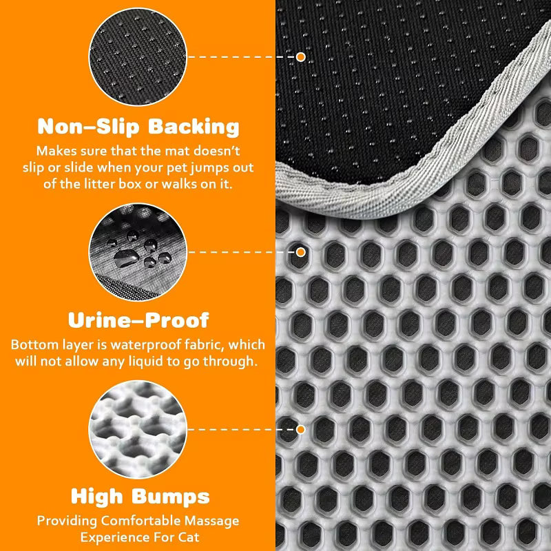 Large Waterproof Cat Litter Mat – Non-Slip Double-Layer Litter Trapping Pad